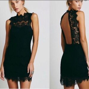 Free People Black Lace Mini Dress - Size S